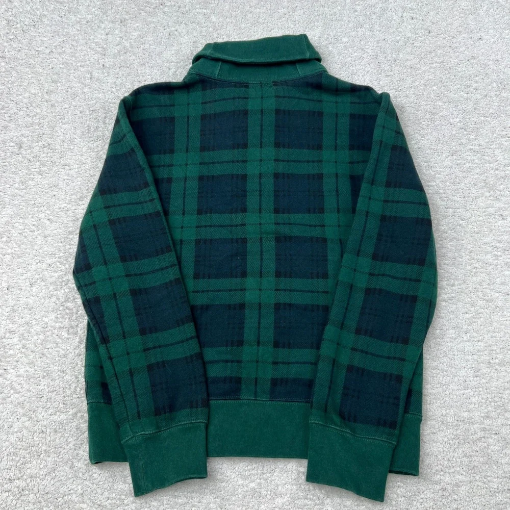 Ralph Lauren Kids Green Black Watch Plaid Mock Neck‎ Fleece Sweatshirt Boys M